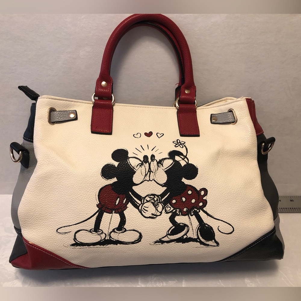 The Bradford Exchange Disney Mickey and Minnie Love Story Leather Handbag Purse